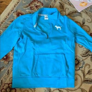 PINK blue quarter zip sweatshirt